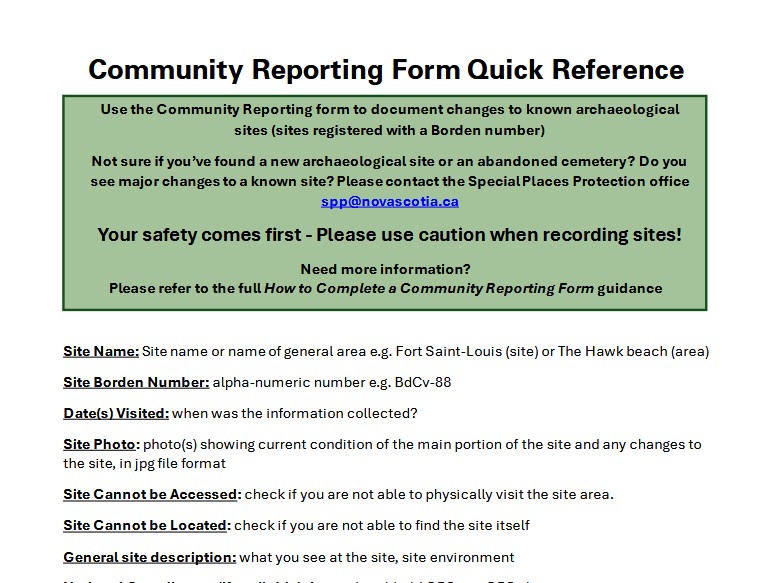 Site Report Quick Reference